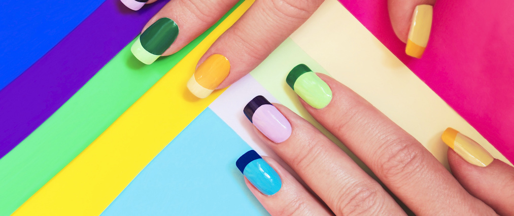 colorful french manicure acrylic nails