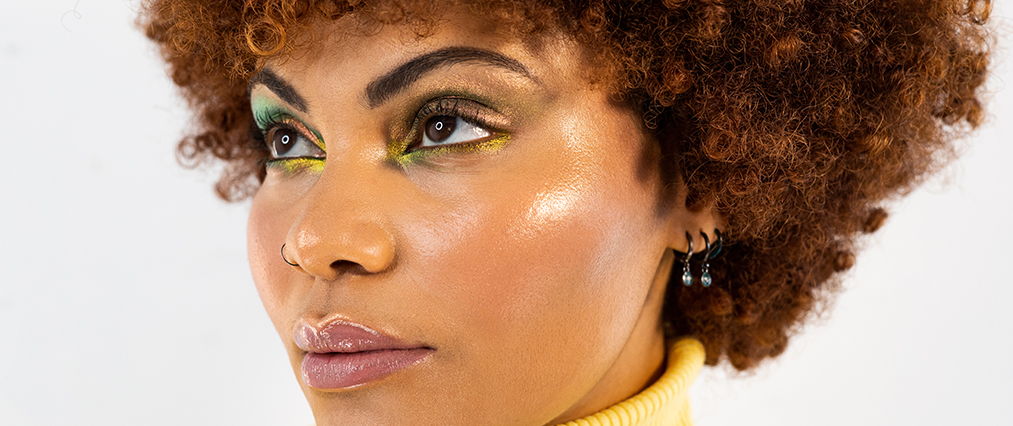 woman posing with colorful eyes