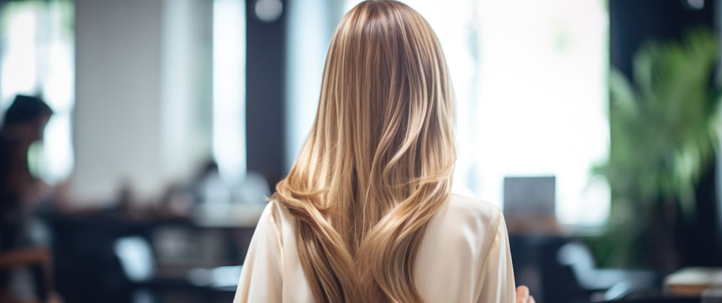 long blond hair at salon