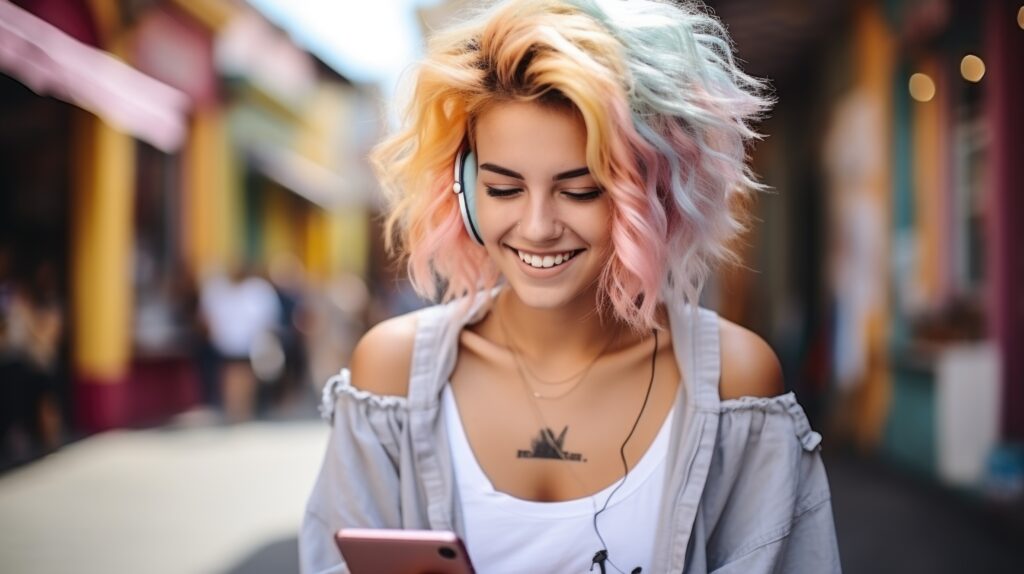 young woman looking at phone